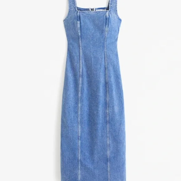 white christmas dresses Medium Wash Denim Strapless Bodycon Midi Dress main image 0